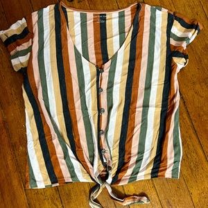 American Eagle Striped shirt with Front tie